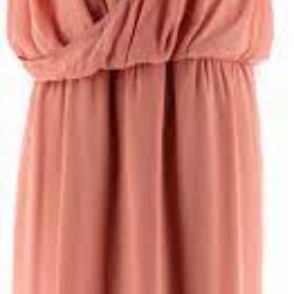 NWT H HALSTON DRAPED CHIFFON ROSE OVERLAY DRESS 14 - Picture 3 of 12